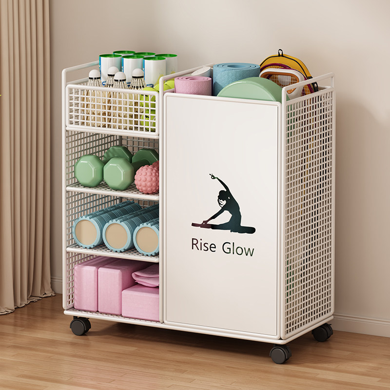 健身运动器材收纳架瑜伽垫收纳筐可移动羽毛球拍哑铃大容量置物架,收纳整理,运动器材收纳用具,淘宝优惠券,粉丝福利购,淘宝优惠卷