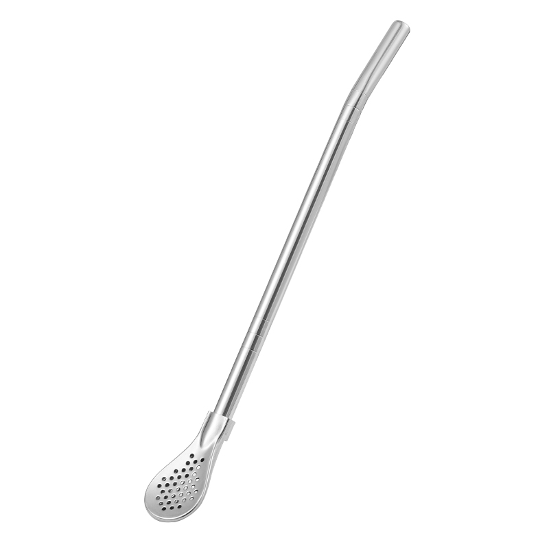 加长不锈钢吸管勺子奶茶搅拌过滤一体环保粗金属两用非一次性设计