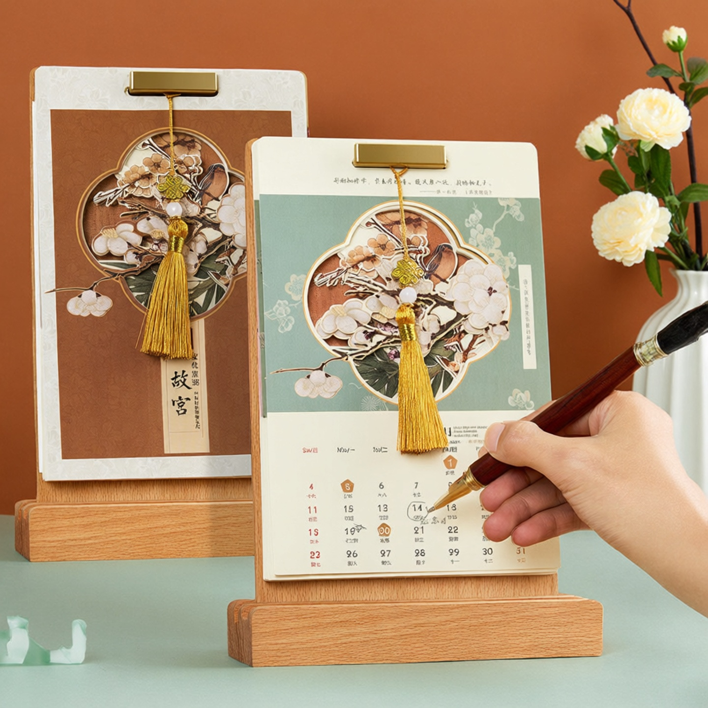 创意实木复古马年高架台历2026新