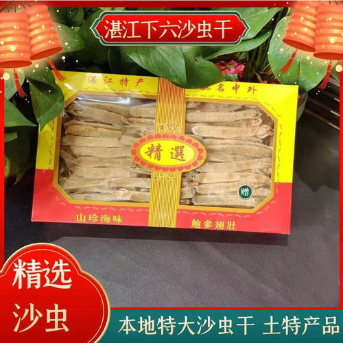 湛江特产条特大沙虫干100g