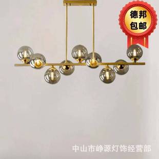 餐厅吊灯现代简约轻奢吧台全铜灯创意魔豆灯长条饭厅餐桌北欧灯具