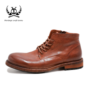 固特异马皮男靴子复古英伦皮鞋真皮男款软皮工装靴男士马丁靴皮底