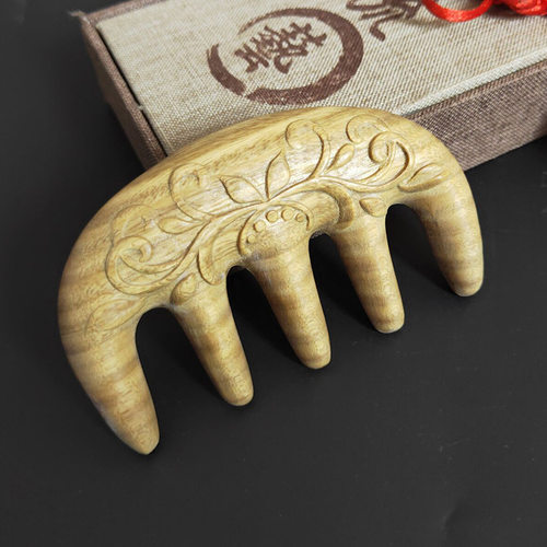 木质工艺品头部经络按摩梳绿檀梳紫光檀雕刻木梳角按摩梳