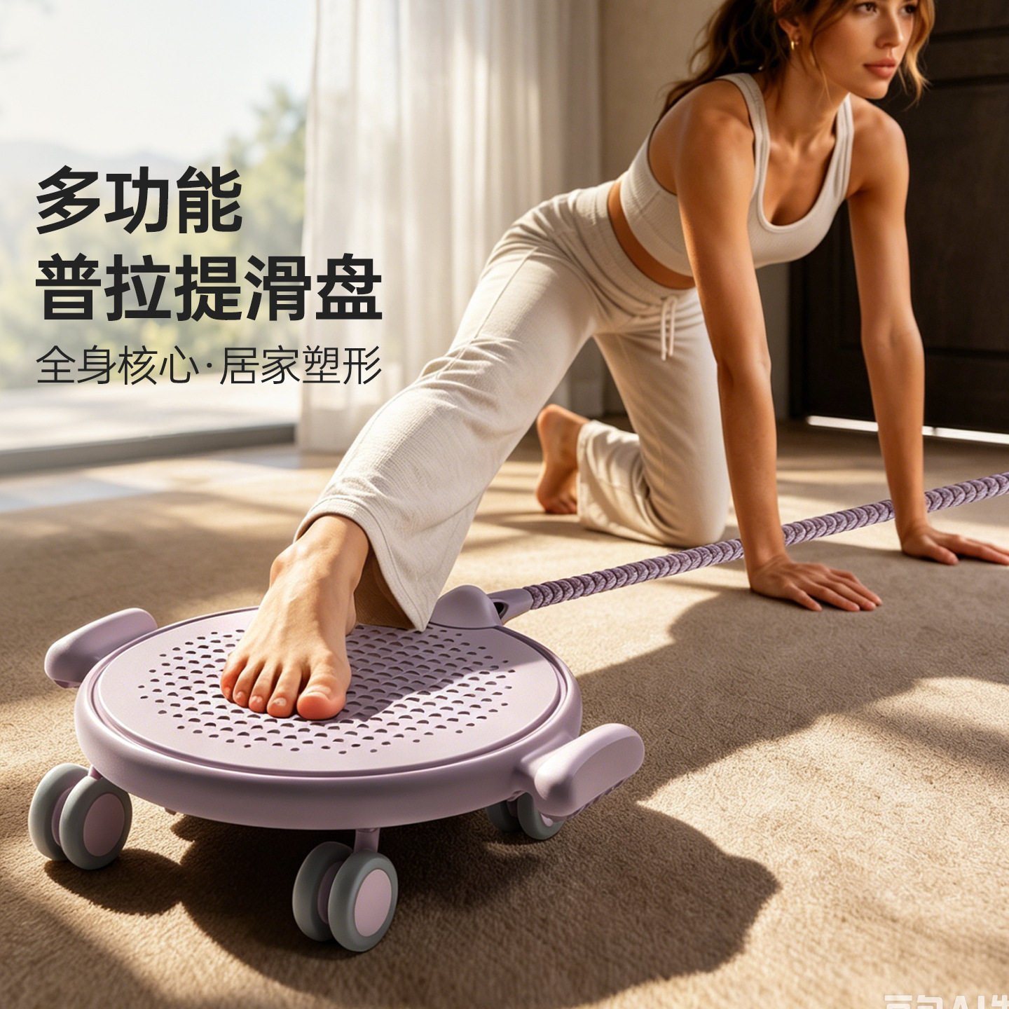 静音普拉提滑行盘健身家用马甲线训练器滑行盘臀腿训练腰腹部
