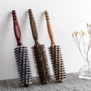 木梳子卷发梳猪鬃毛梳美发家用吹造型内扣发廊专业圆筒卷梳x065