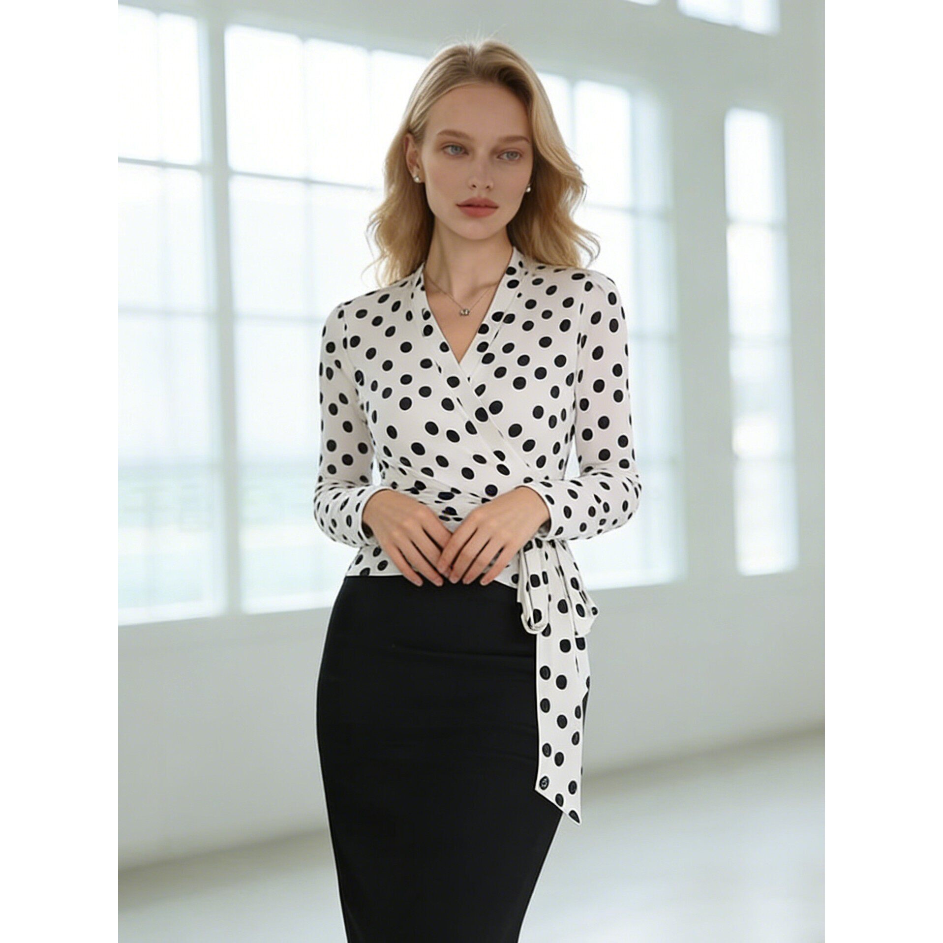 maSande 法式通勤小资小上衣女早春女装2026新款v领长袖显瘦T恤女