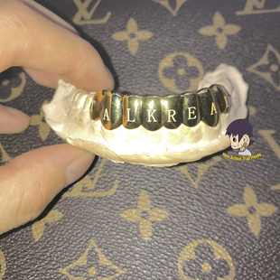 Gold银镀18K黄金牙套刻字母 925Silver 18K Plated Hiphop Grillz