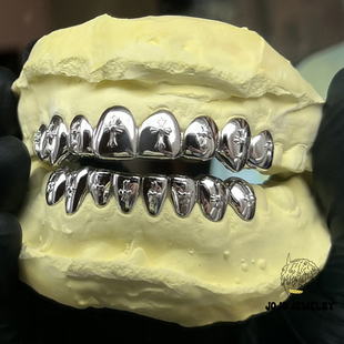 fleur de lis 十字百合花纹图案grillz订制嘻哈hiphop银牙18k白金