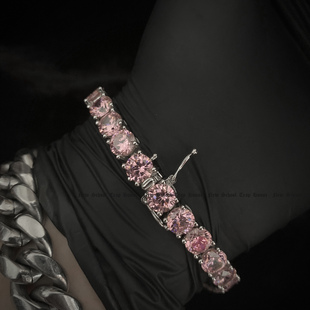 Link Tennis Bracelets粉色网球链定制手链珠宝配饰 Pink 6.5mm