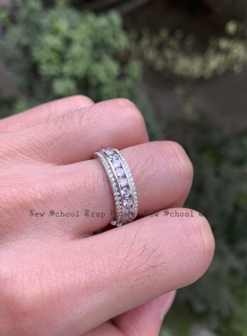 壁镶戒指指环S925纯银镶嵌闪钻