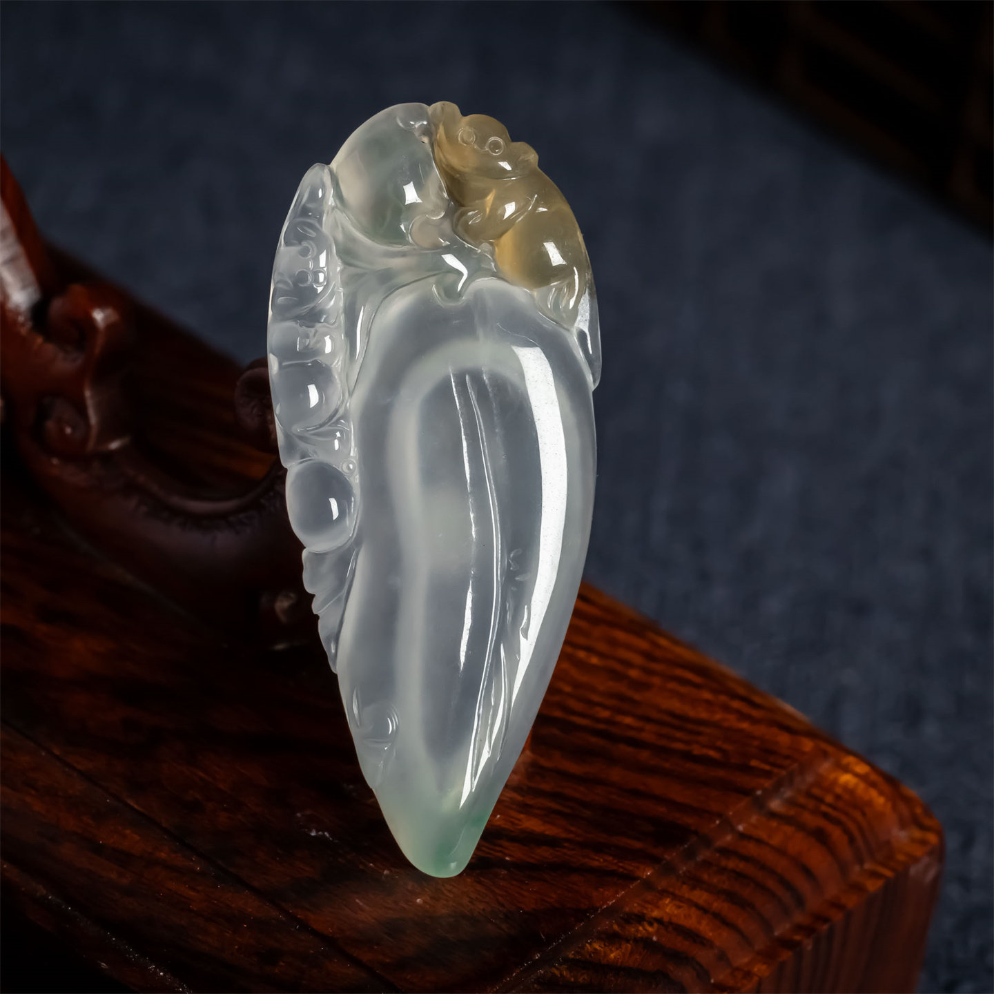 缅甸天然翡翠a货冰种三彩福禄寿如意吊坠冰透福瓜福在眼前挂件