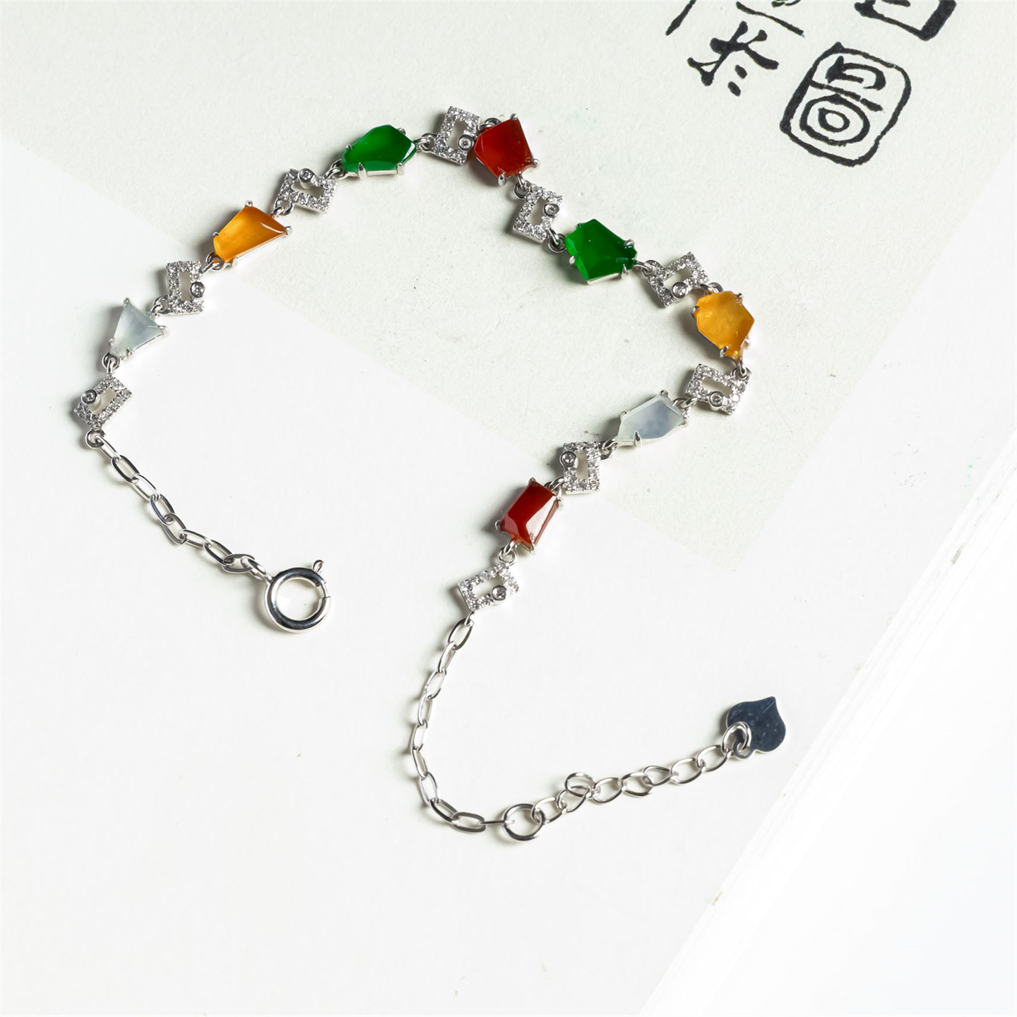 缅甸天然翡翠a货冰种多宝随形戒面女款手链18K冰透时尚老坑玉手串