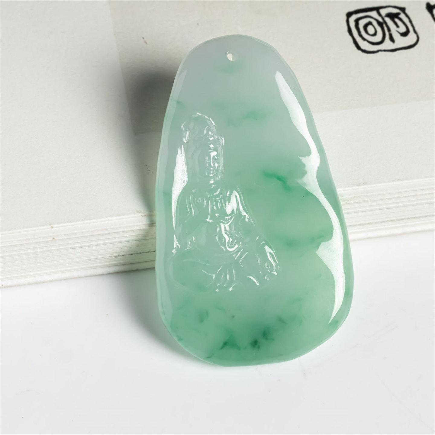 翠贵人老坑阳绿观音菩萨如意吊坠