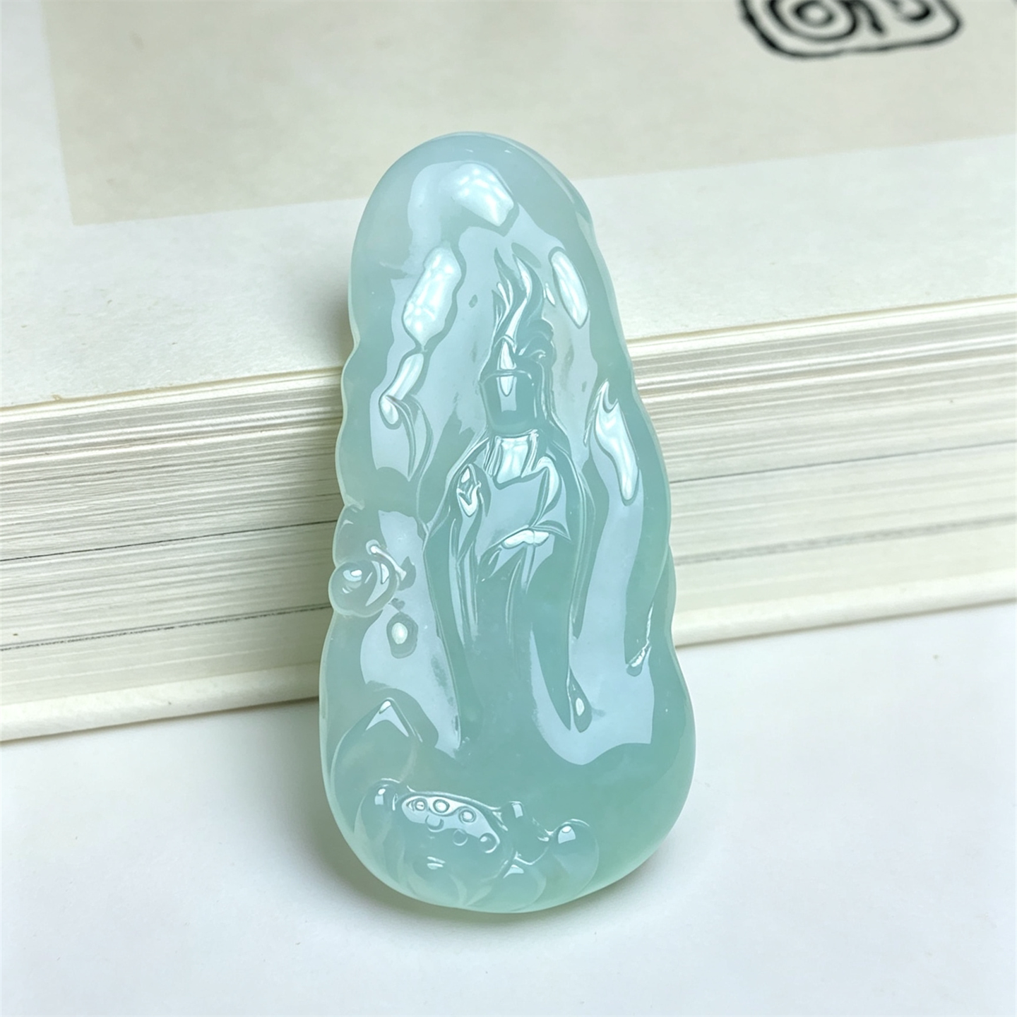 缅甸天然翡翠a货冰种果冻胶禅悟佛如意吊坠男女款浅绿悟道绿挂件