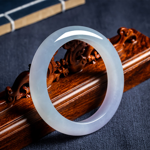 天然翡翠A货冰种紫罗兰翡翠手镯缅甸女款高档冰紫57圆镯老坑料