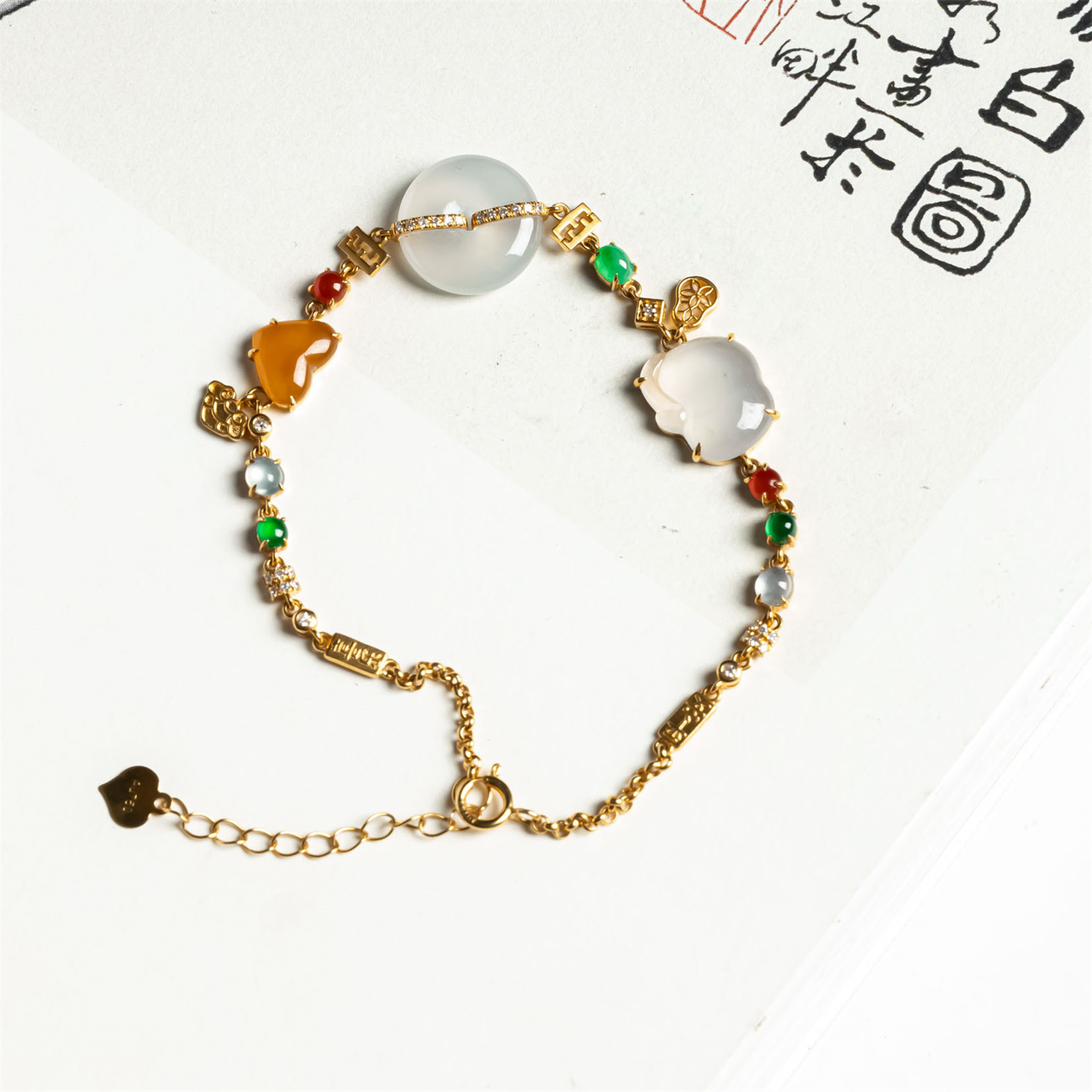 翠贵人18K冰种多宝平安扣手链