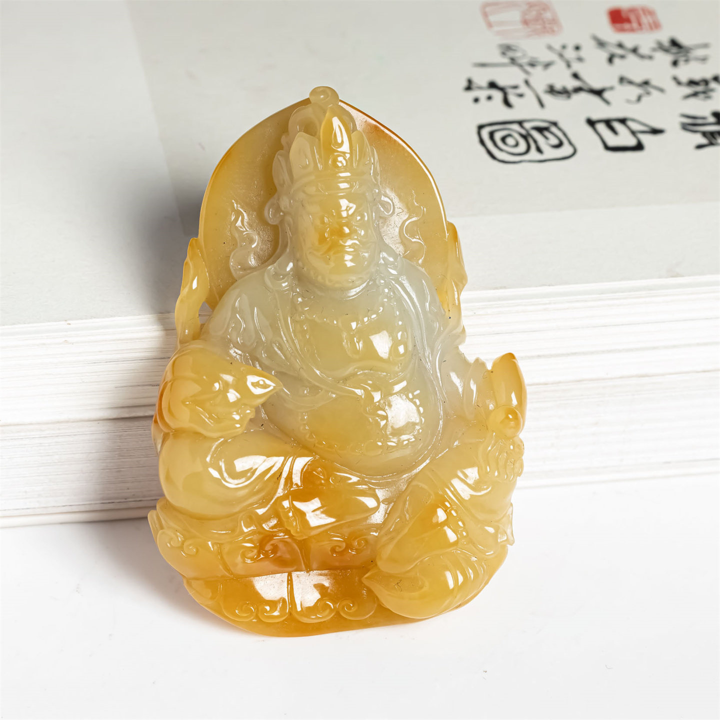 缅甸天然翡翠A货老坑红翡财神如意吊坠男女款高档厚装财神挂件