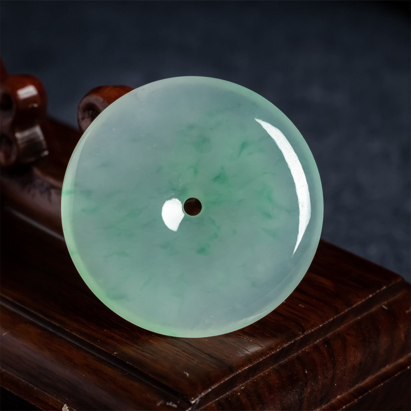 缅甸天然翡翠a货老坑冰种飘阳绿平安扣吊坠男女款平安如意挂件