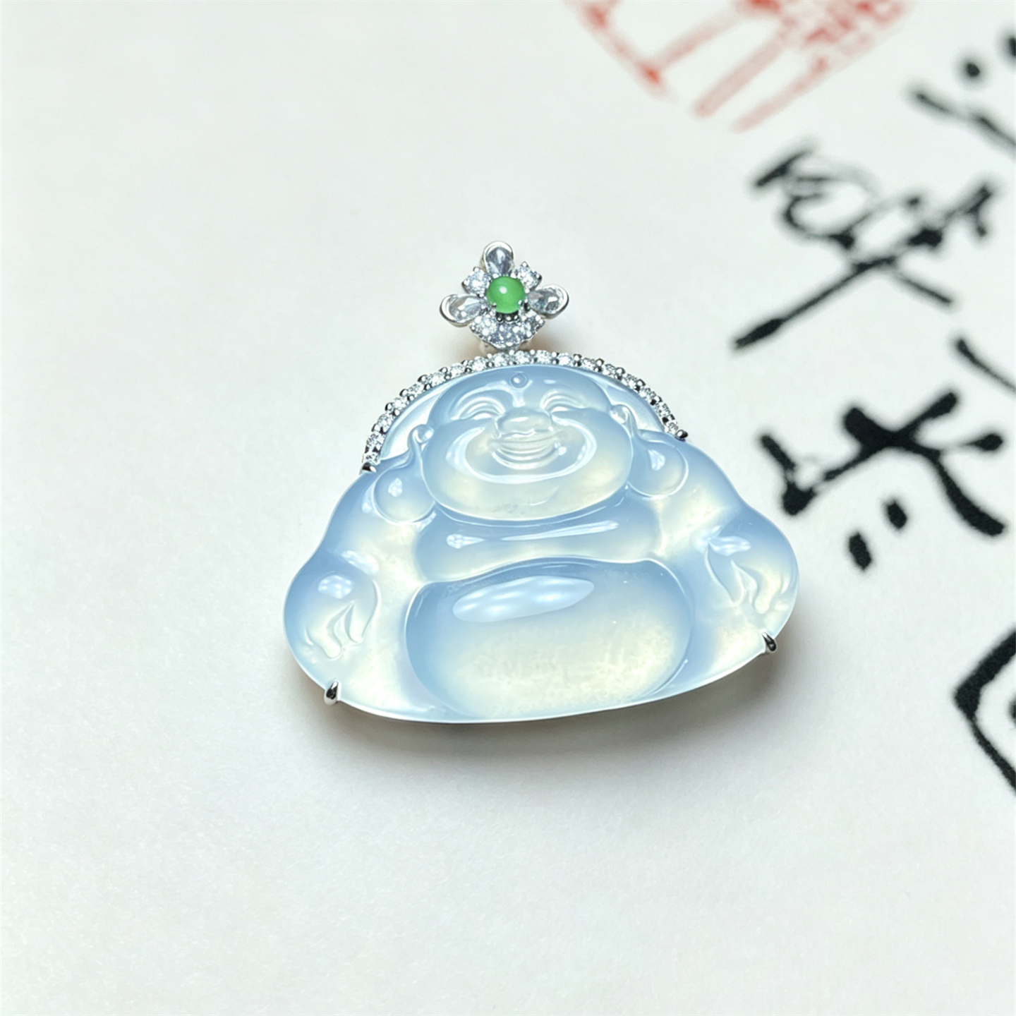 翠贵人高冰弥勒佛18K金吊坠女款