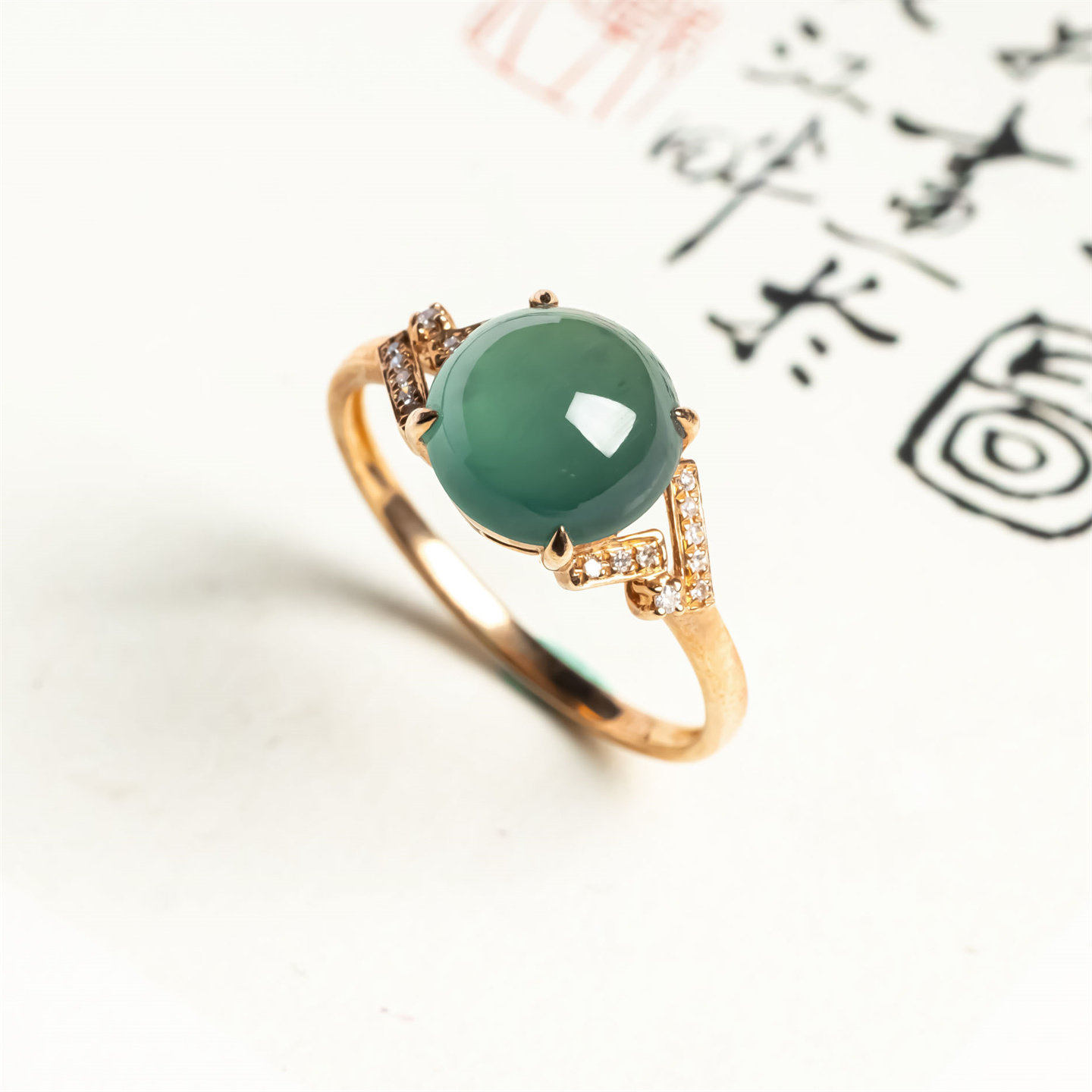 天然翡翠老坑冰种蓝水冰透戒面翡翠戒指18K时尚冰蓝蛋面女款戒指