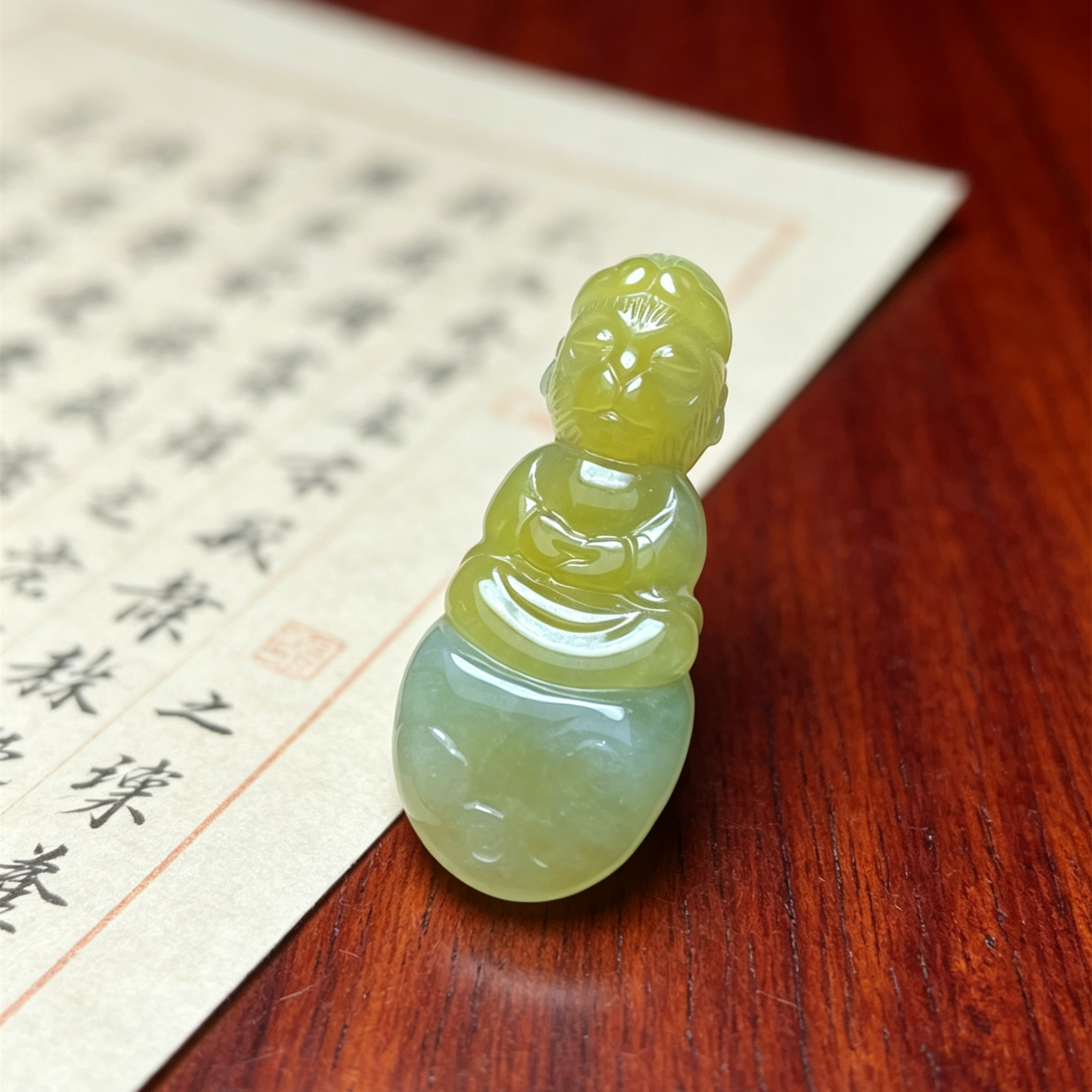 翠贵人冰糯种黄翡齐天大圣吊坠