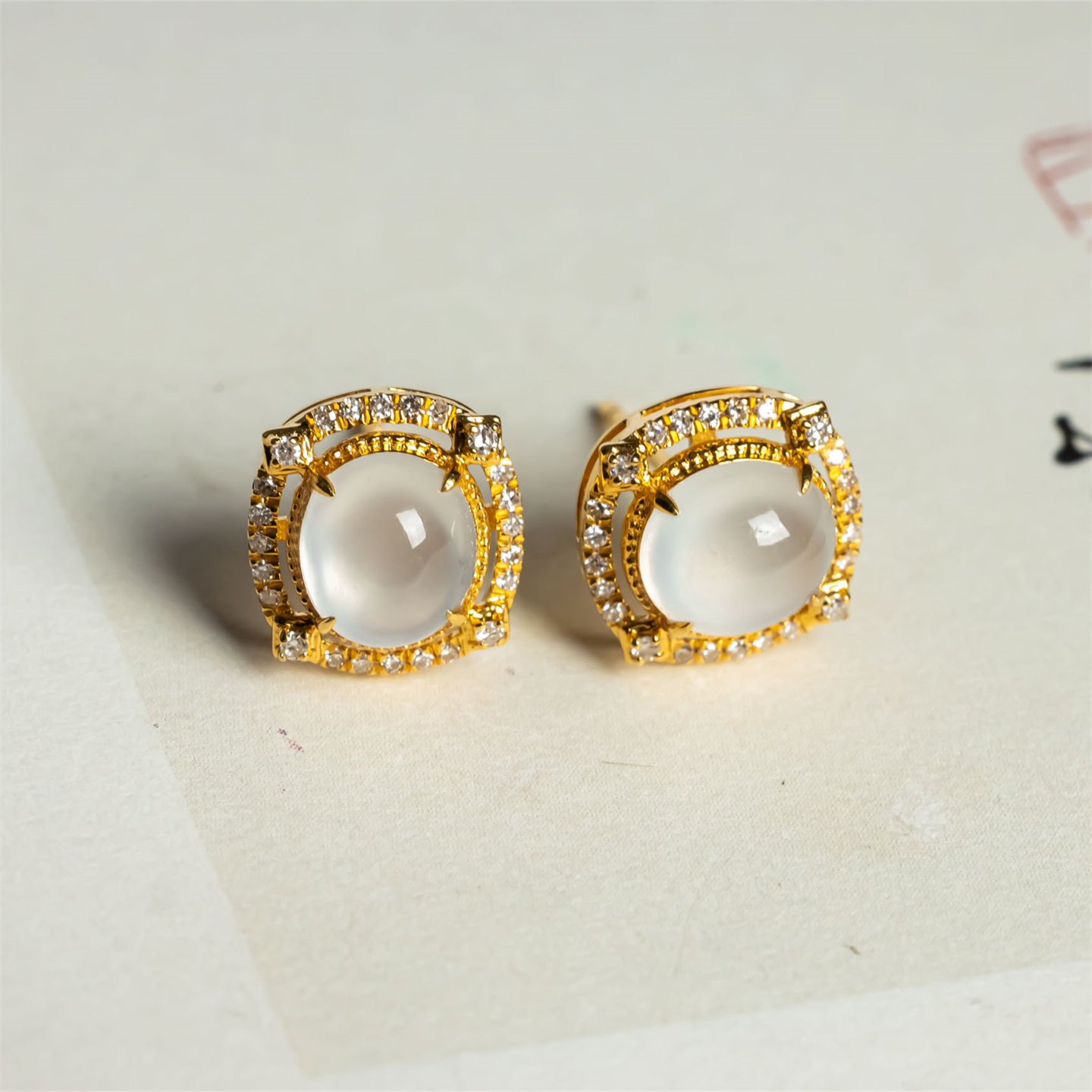 缅甸天然翡翠A货冰种冰透时尚戒面耳坠18K精致女款冰耳钉翡翠耳饰