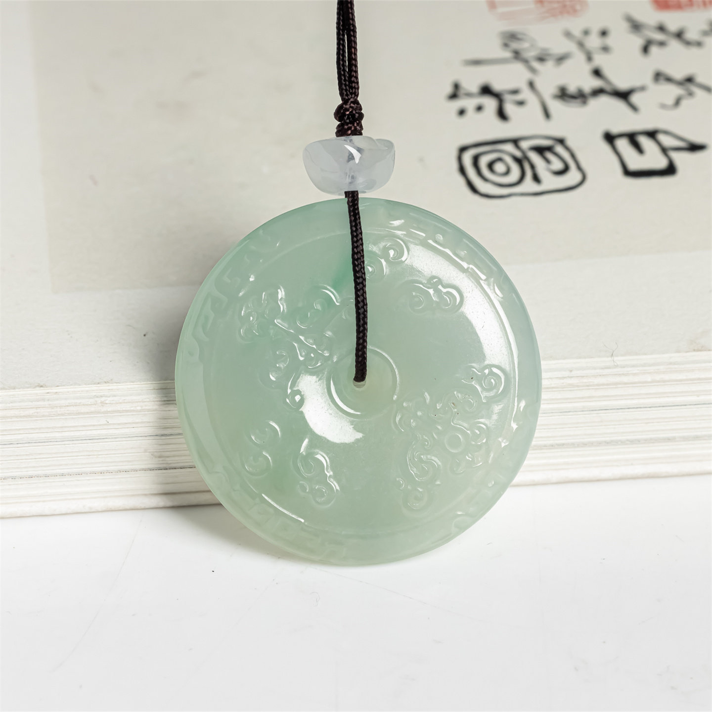 缅甸天然翡翠a货冰糯种飘阳绿复古平安扣吊坠男女款平安如意挂件