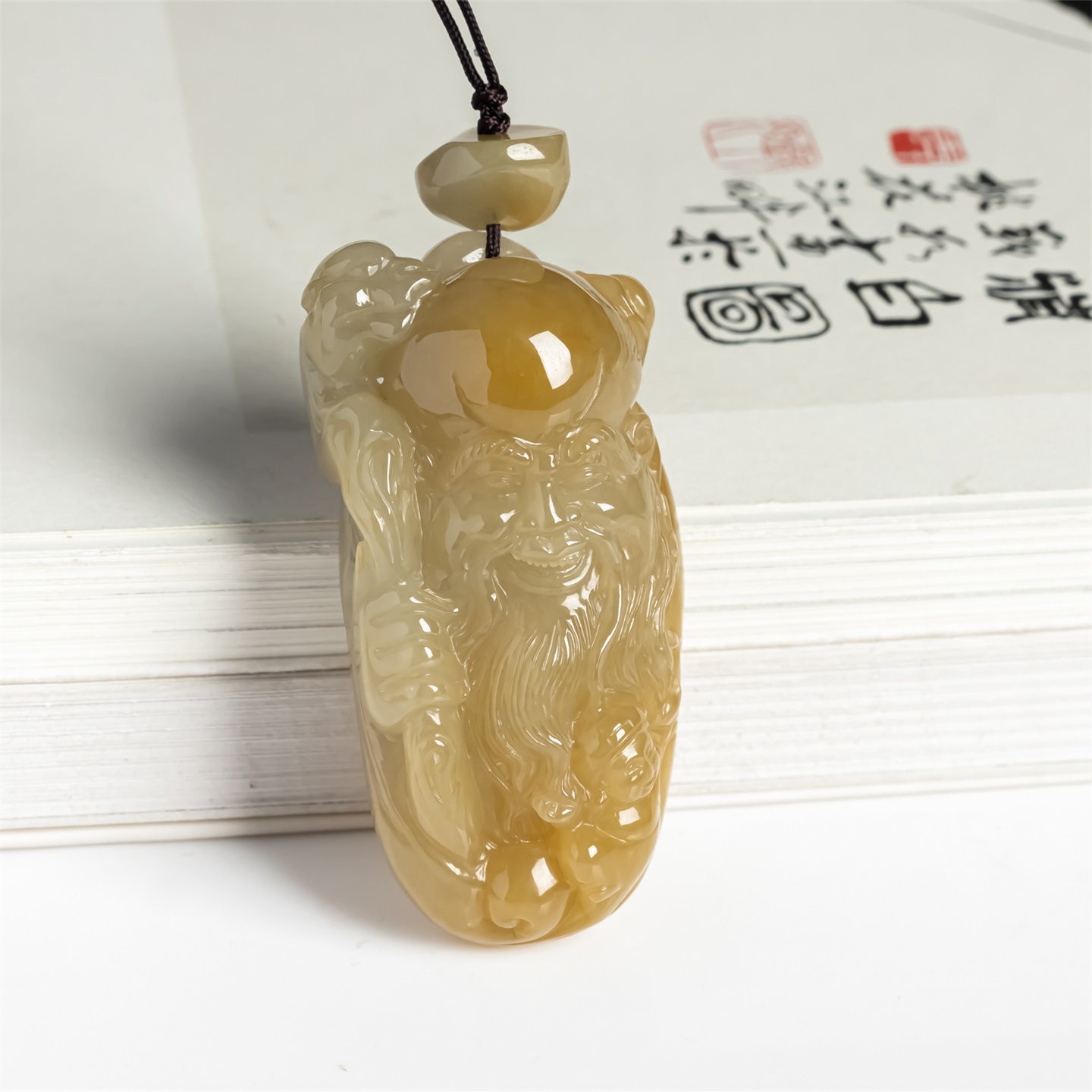 缅甸天然翡翠a货冰糯种满黄翡寿星吊坠男女款厚装吉星长寿玉挂件