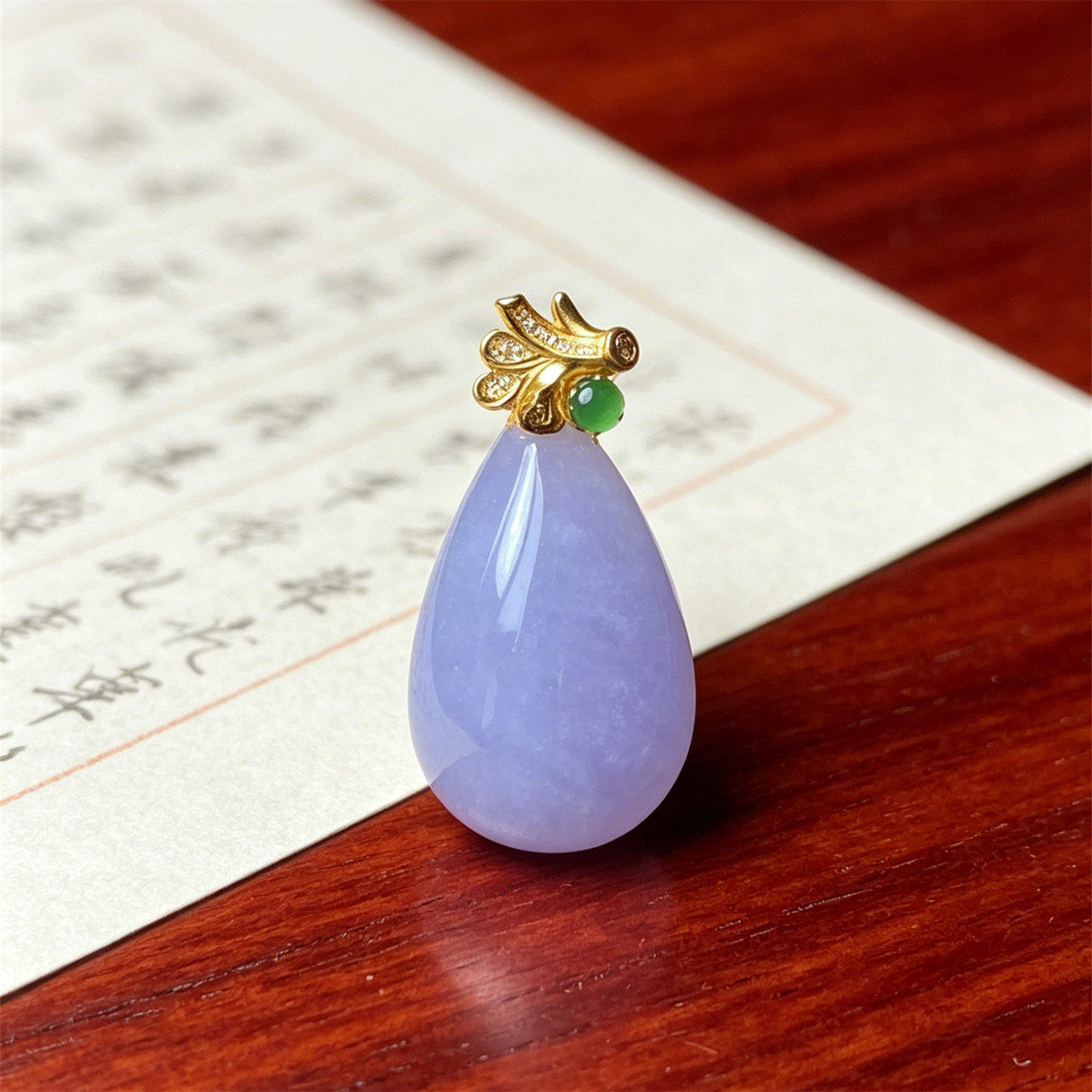 翠贵人18K冰紫罗兰水滴如意吊坠
