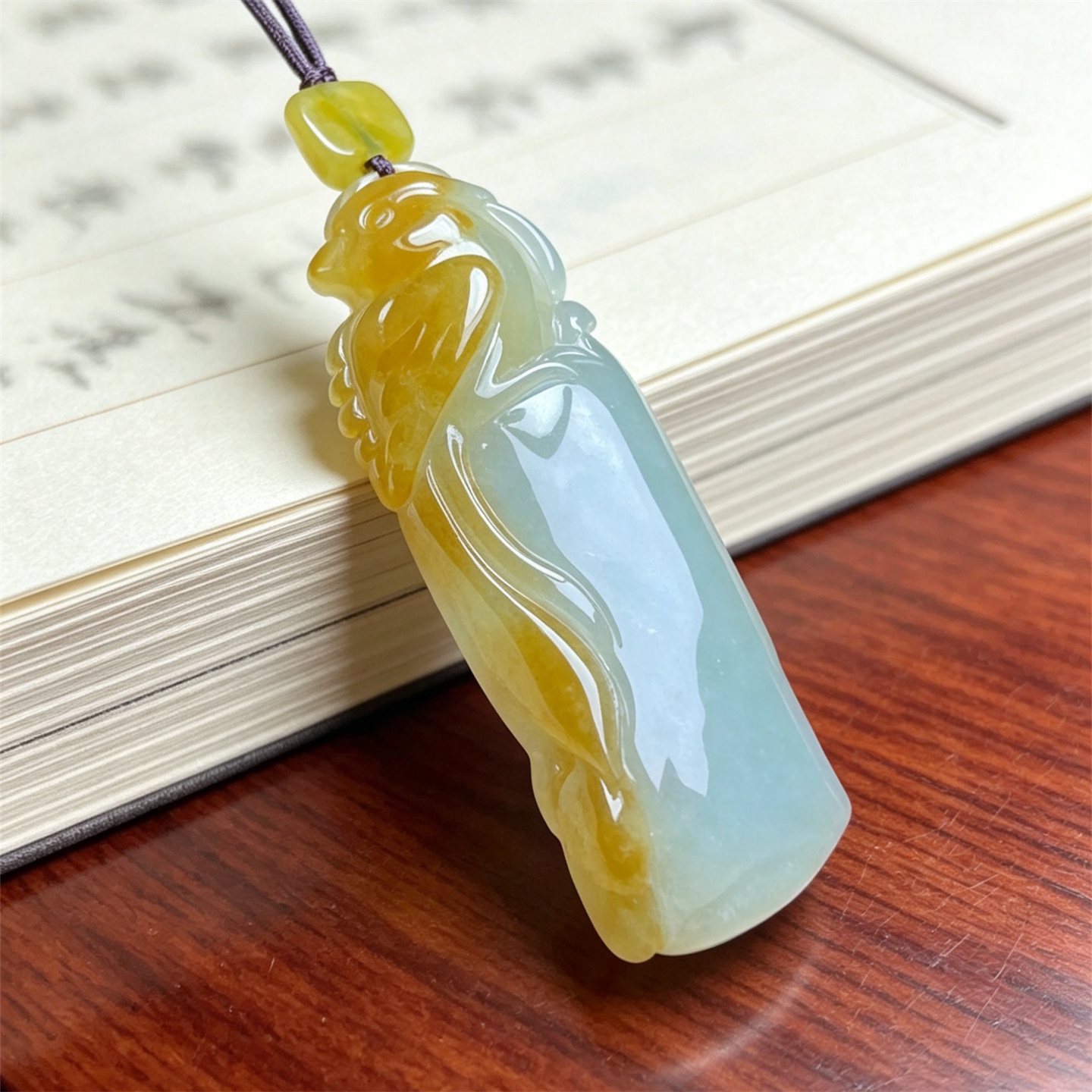 翠贵人冰糯双彩黄翡英明神武吊坠