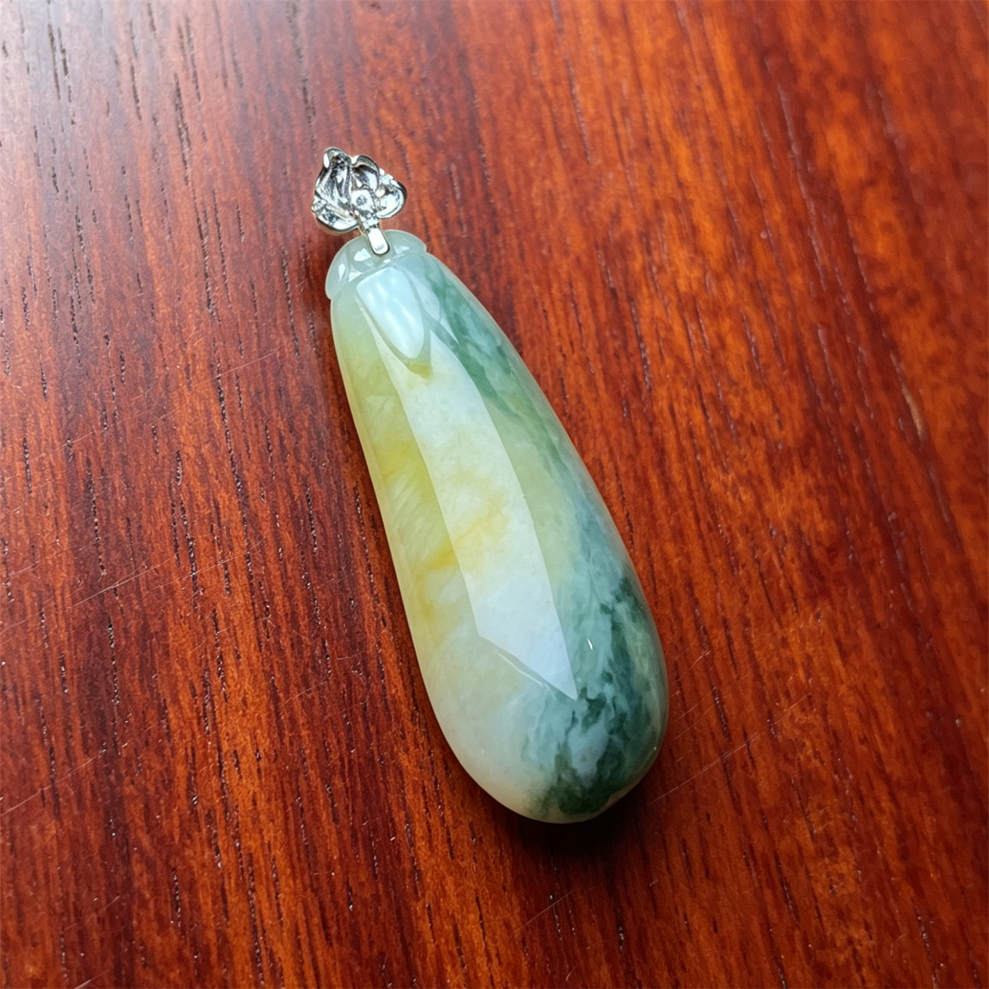 缅甸天然翡翠a货冰糯双彩18K福瓜吊坠男女款冰黄飘花福在眼前挂件