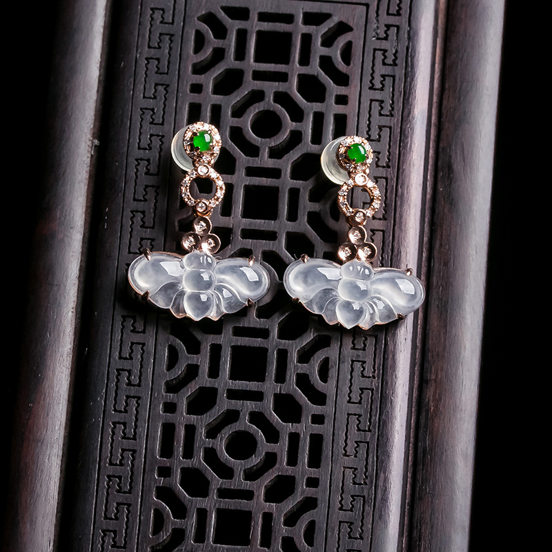 天然a货翡翠耳环冰种蝴蝶耳环耳坠玉石耳环耳坠18k金镶嵌福气满满在类目 珠宝/钻石/翡翠/黄金, 翡翠（新）, 耳饰中 - 来自Buy2taobao.com提供专业的淘宝代购服务