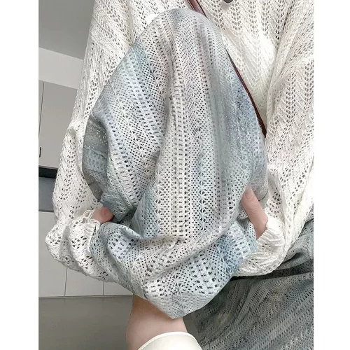 扎染镂空阔腿裤女夏季2026新款高腰垂坠感休闲显瘦慵懒冰丝凉凉裤