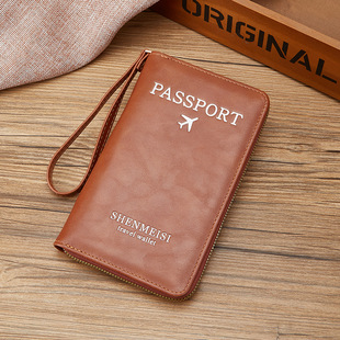 新款复古护照包RFID防盗刷多卡位护照夹拉链证件卡包保护套钱包