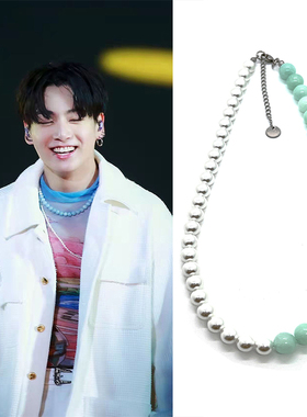 田柾国天然石男女珍珠项链