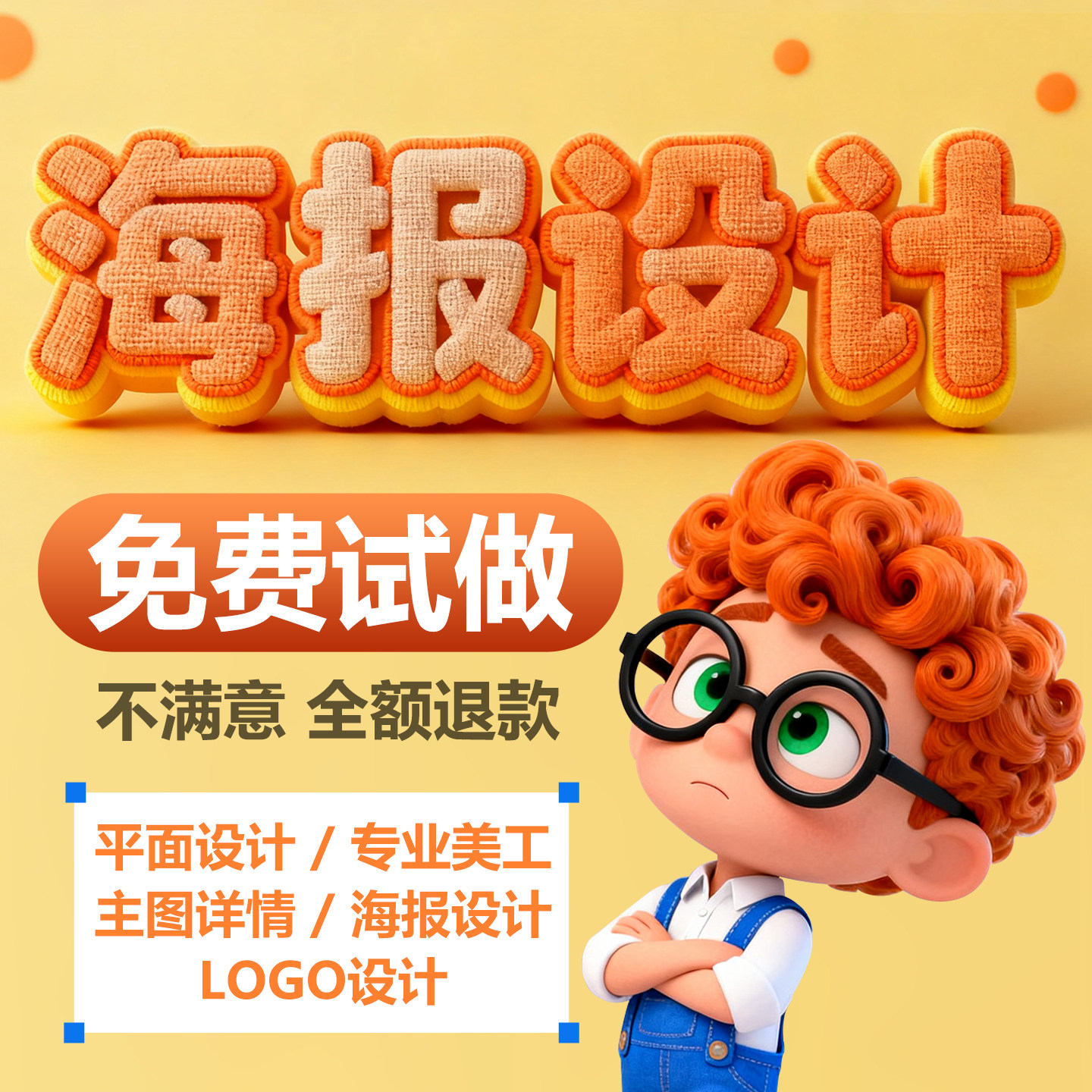 平面广告海报设计制作图片美工包月主详情页包装宣传单PS做图设计