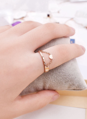 爱心钛钢日韩版清新不掉色戒指环