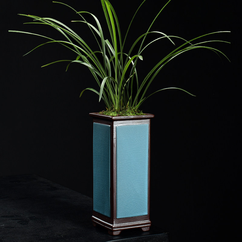 哥窑陶瓷花盆兰花专用盆高款四方中式家用绿植造景飘枝盆栽兰草盆,鲜花速递/花卉仿真/绿植园艺,花盆,淘宝优惠券,粉丝福利购,淘宝优惠卷