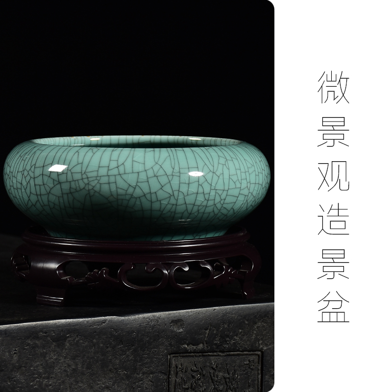 文竹造景花盆陶瓷哥窑