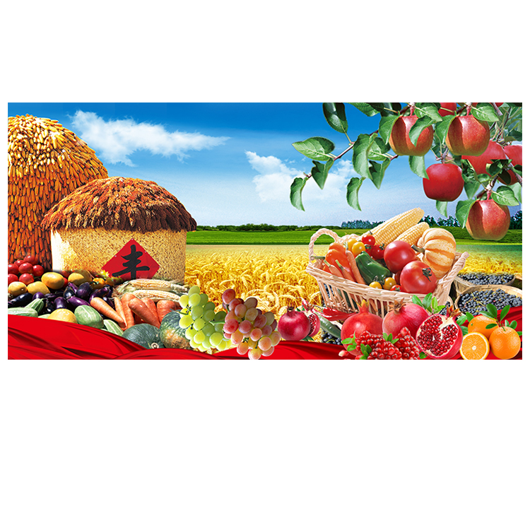丰收图挂画五谷丰登贴墙画粮仓苹果石榴餐厅粮食水稻水果自粘画
