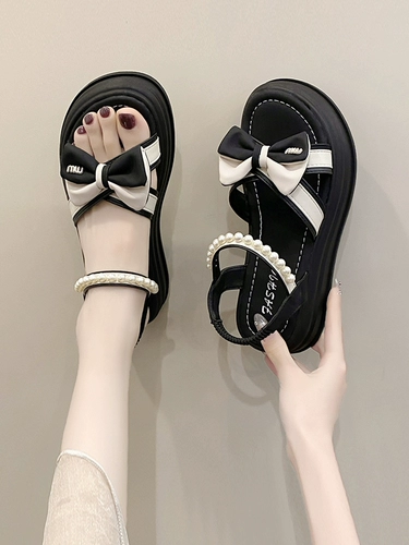 Небольшие дизайнерские летние сандалии, универсальная обувь с бантиком на платформе, тренд сезона, мягкая подошва