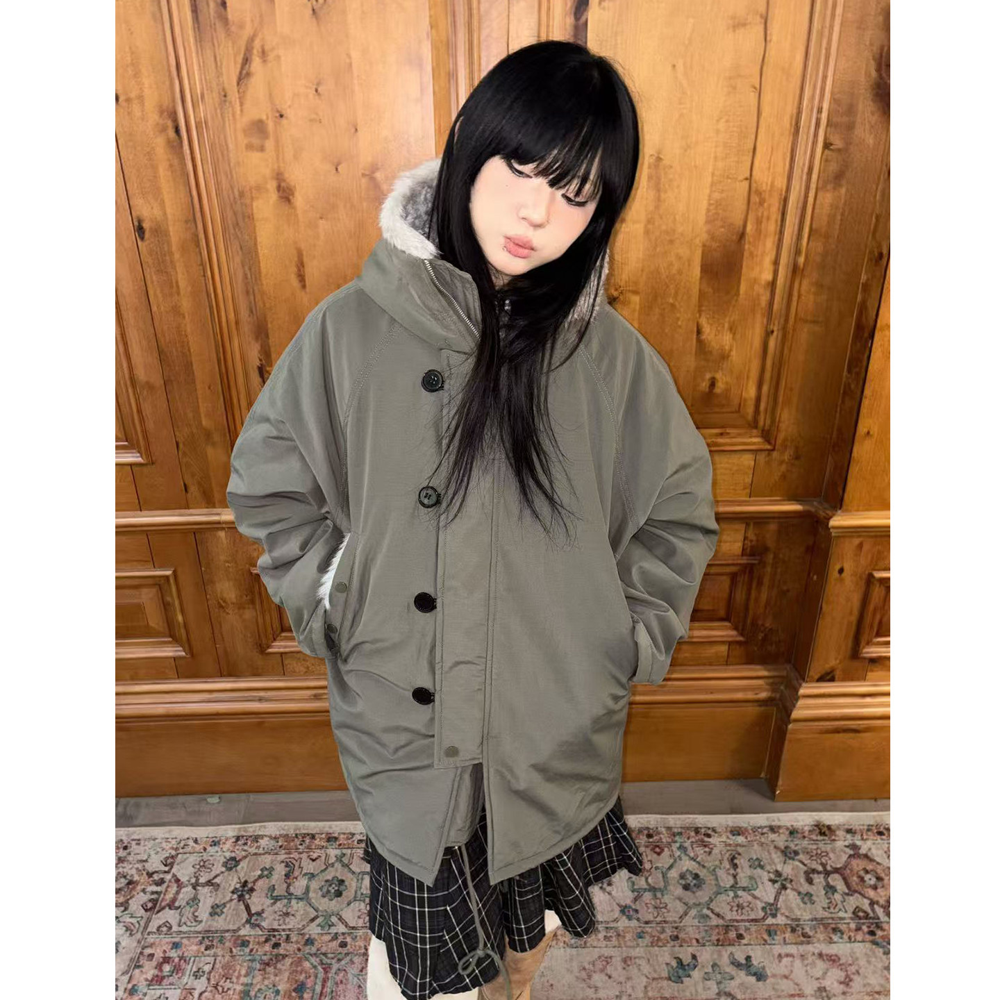 local aliens外星沙龙美式复古连帽毛领中长款棉服保暖加厚外套,女装/女士精品,棉衣/棉服,淘宝优惠券,粉丝福利购,淘宝优惠卷