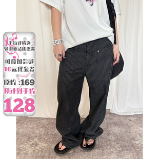 local 复古灰色竖条牛仔裤 垂感显瘦条纹长裤 aliens外星沙龙美式