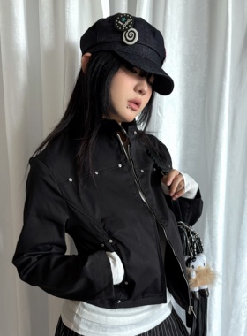 local aliens外星沙龙美式复古铆钉短款夹克时髦辣妹休闲机车外套