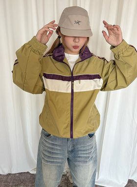 local aliens外星沙龙美式复古运动风撞色立领夹克休闲百搭外套