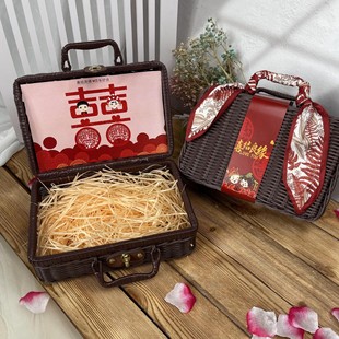 2026藤编箱ins结婚礼盒伴手礼藤编礼盒手提箱编织箱商务礼品盒