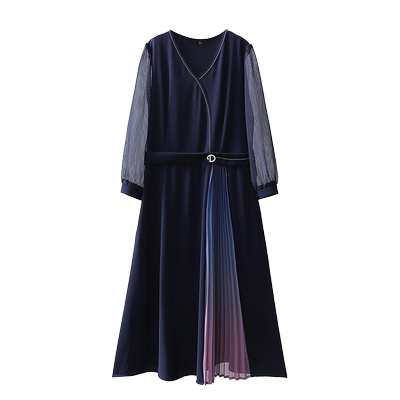 茉她七分袖接拼聚酯纤维洋气