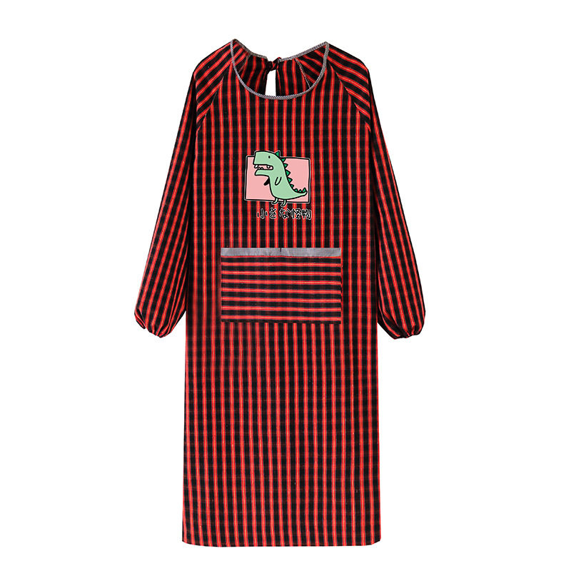 纯棉老粗布围裙长袖韩版时尚可爱成人罩衣秋冬加厚工作服LOGO