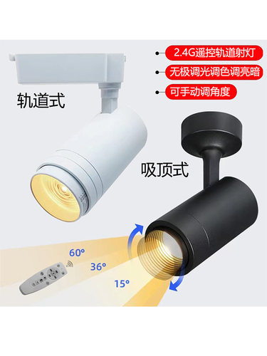 智能二线轨道射灯调色调光导轨灯