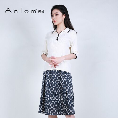 Anlom/娅奴POLO领桑蚕丝针织衫